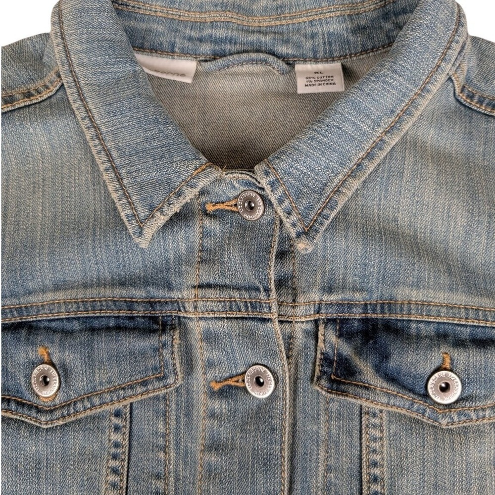Liz Claiborne Blue Denim Trucker Jacket Womens XL Stretch Cotton Medium Wash - Picture 6 of 16